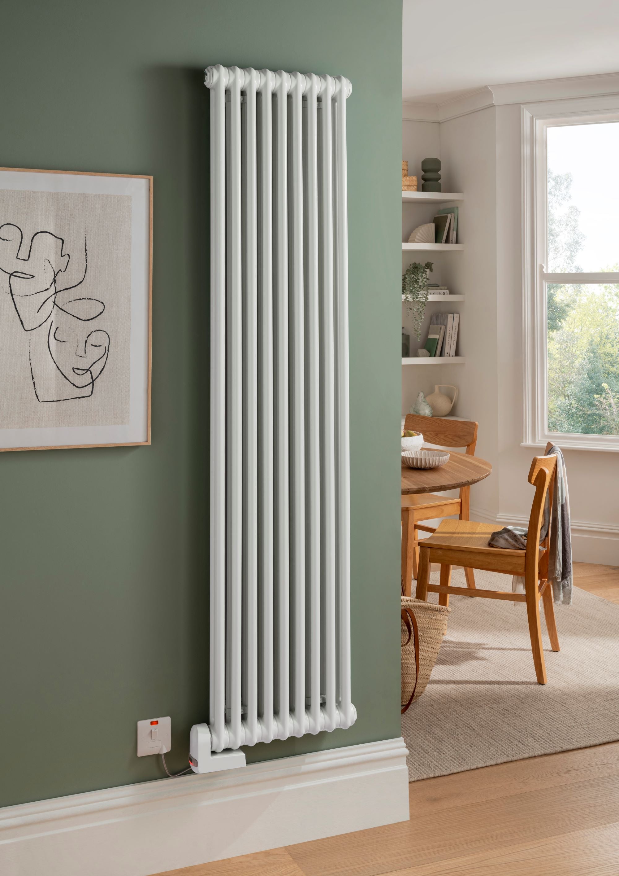 The Radiator Company ANCR2C1864EW Ancona 1.5KW 1853 x 645 2 Column 8 Section Vertical Electric Radiator White