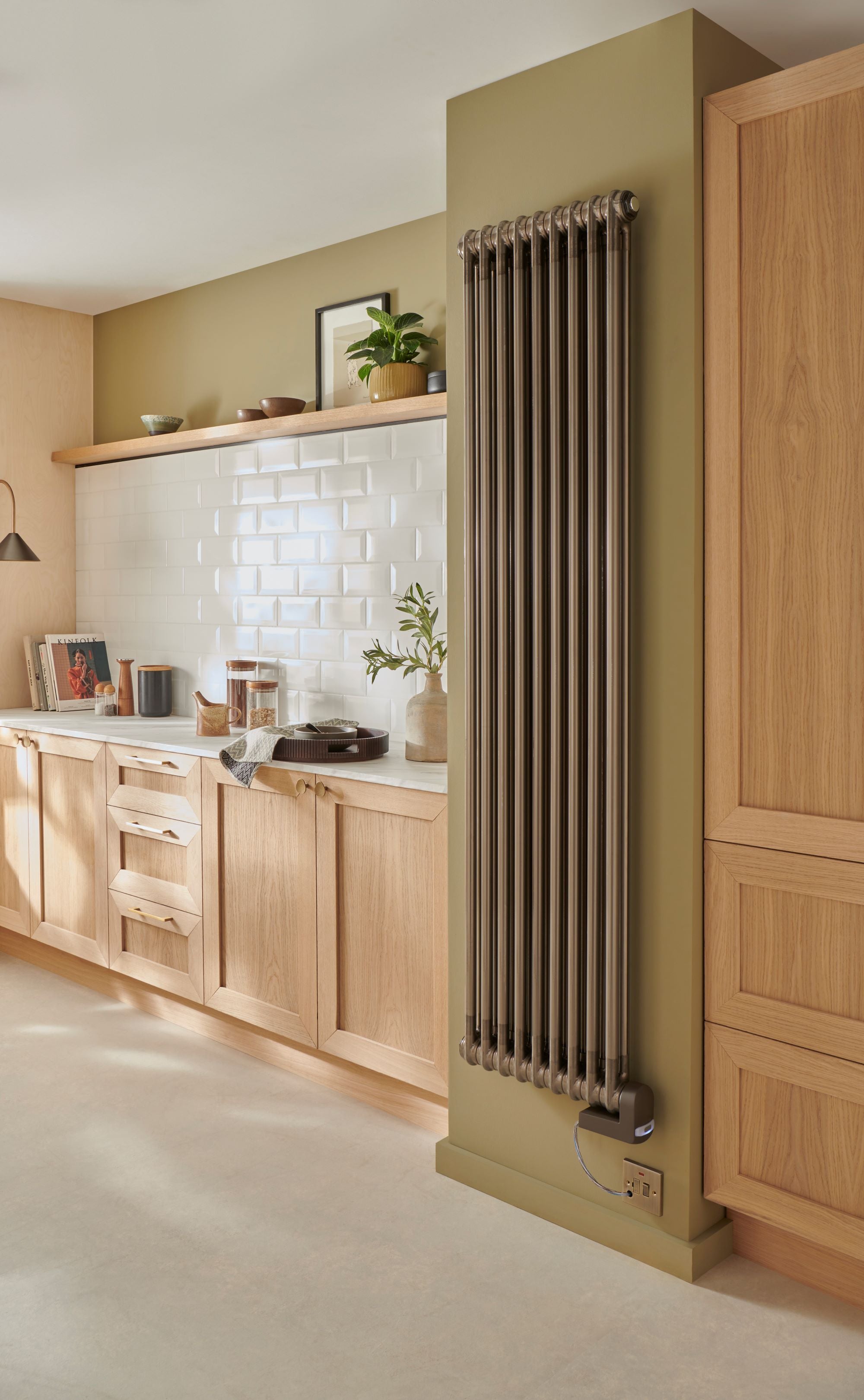 The Radiator Company ANCR2C1864EL Ancona 1.5KW 1853 x 645 2 Column 8 Section Vertical Electric Radiator Bare Metal Lacquer