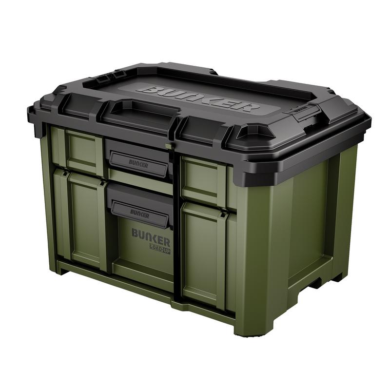 Draper B600-2DTB BUNKER® Load-Up Stacking 2 Drawer Tool Box 570mm Green