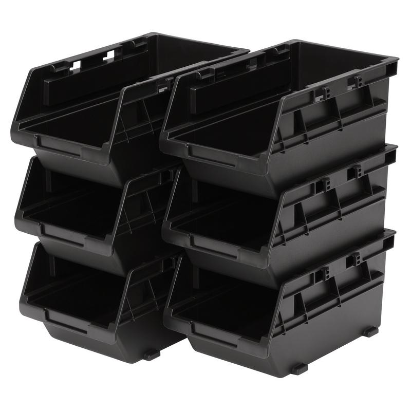 Bunker® B600-SSBS6PK Load-Up Stack Storage Bin Set (6 Piece) Black