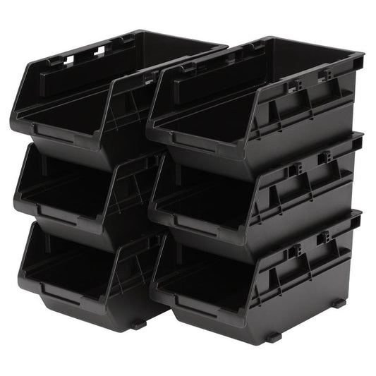 Bunker® B600-SSBS6PK Load-Up Stack Storage Bin Set (6 Piece) Black