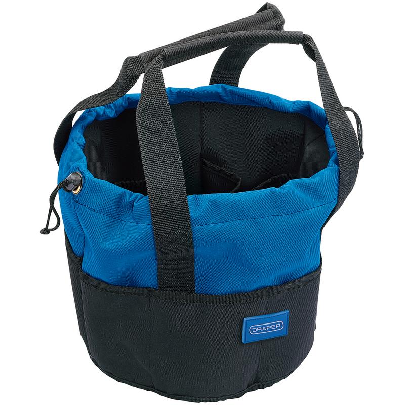 Draper BB14 14 Pocket Bucket-Shaped Tool Bag Black & Blue