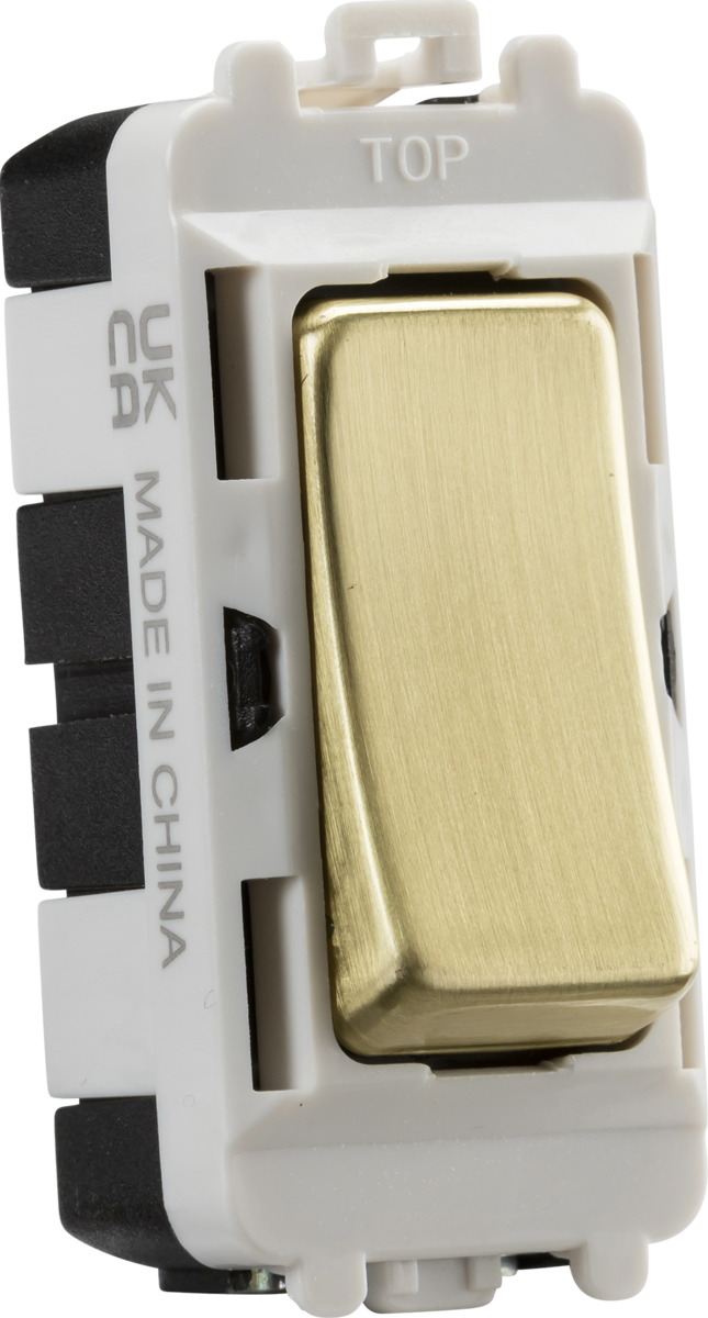 Knightsbridge GDM006BB 20A 2 Way Retractive 'Press' Grid Switch Module Brushed Brass