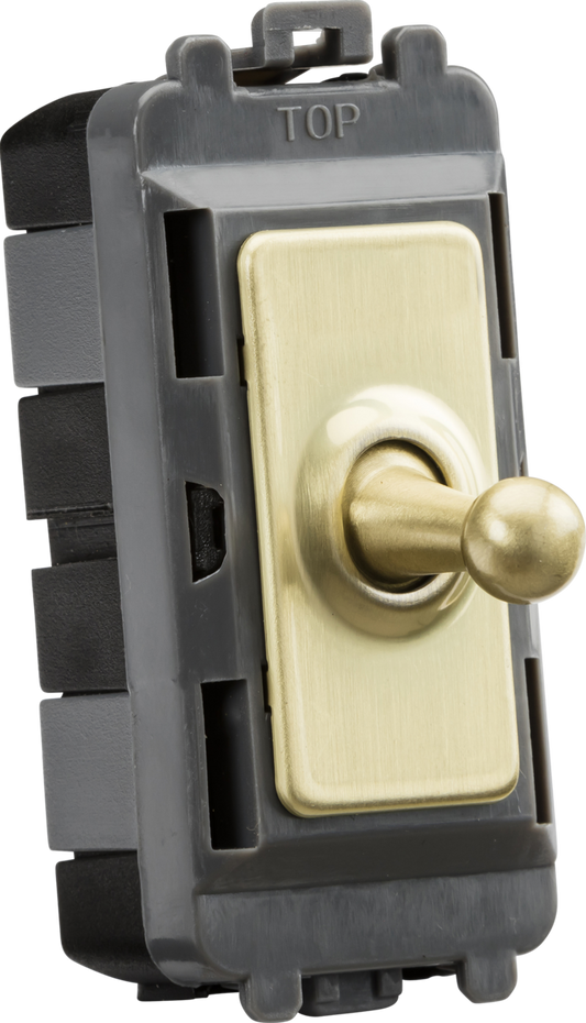 Knightsbridge GDM05TOGBB 20A Intermediate Toggle Switch Grid Module Brushed Brass