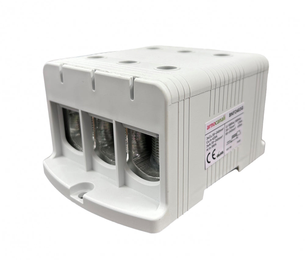 Switchtec BKF2401B Arnocanali 240mm 425A Single Hole Compact Din Rail Terminal Block Blue