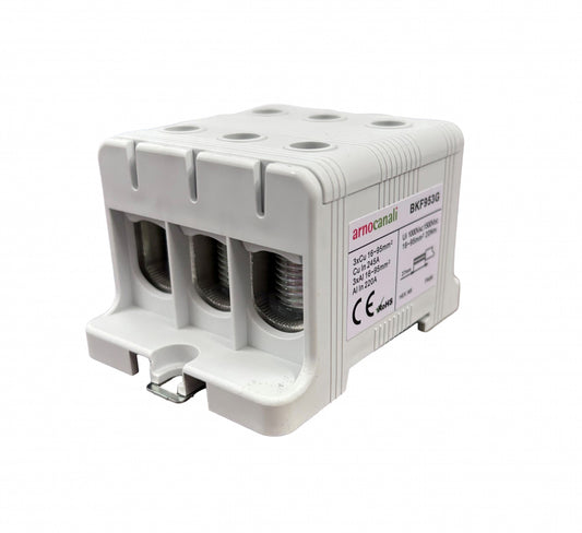 Switchtec BKF953G Arnocanali 95mm 245A Three Hole Compact Din Rail Terminal Block Grey