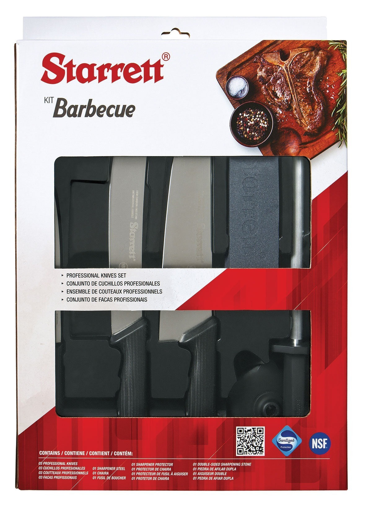 Starrett BKK-6B 6pc Barbecue Knife Set Black
