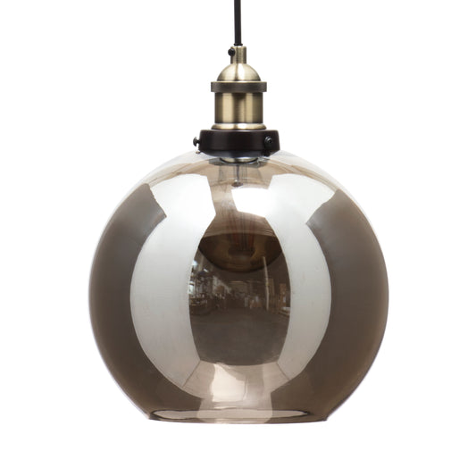 Forum 39001024 Carter E27 Ceiling Pendant with Smoked Glass Shade Matt Black