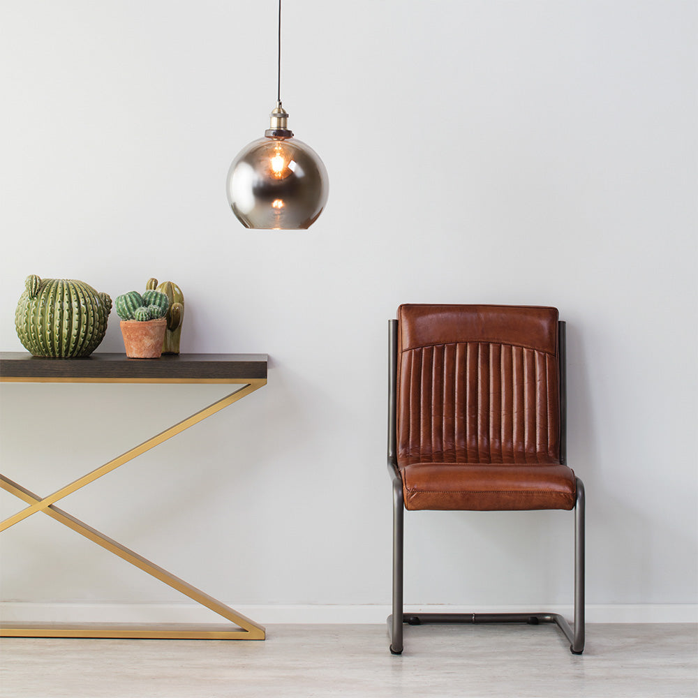 Forum 39001024 Carter E27 Ceiling Pendant with Smoked Glass Shade Matt Black