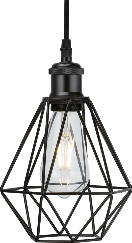 Knightsbridge CAG1MB Large Geometric Metal Pendant Cage Matt Black