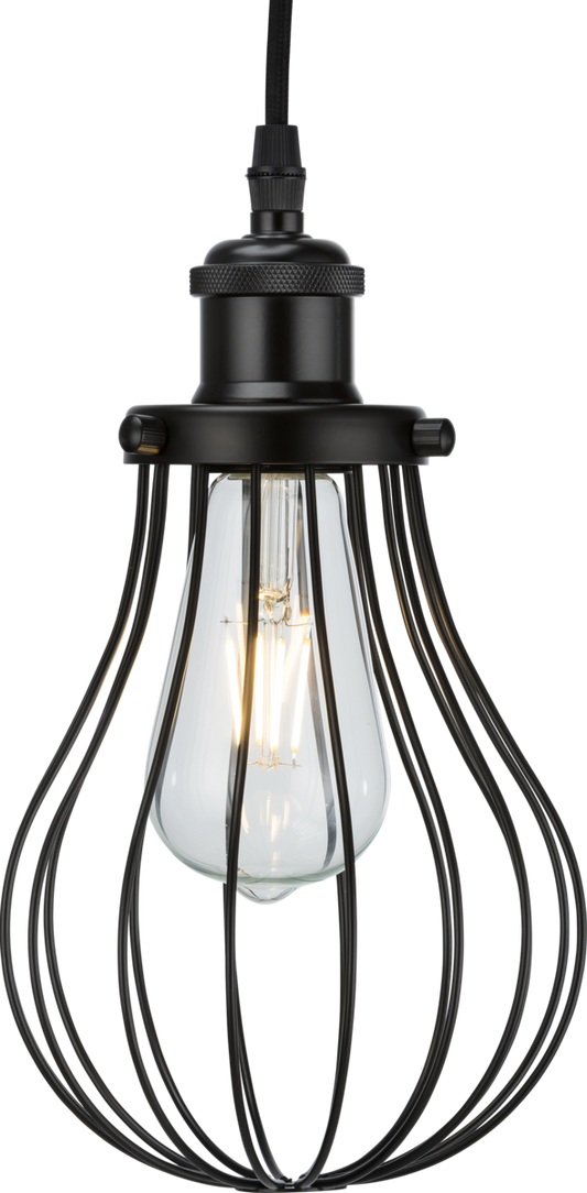 Knightsbridge CAG3MB Round Metal Pendant Cage Matt Black