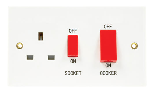 Niglon CC45DP 2 Gang 45A DP Cooker Control Unit White Moulded