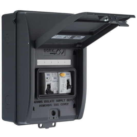 Sync Energy CFEV5A-01 5 Module EV Consumer Unit with 40A Type A RCD, 40A MCB and Type 2 SPD Grey IP65