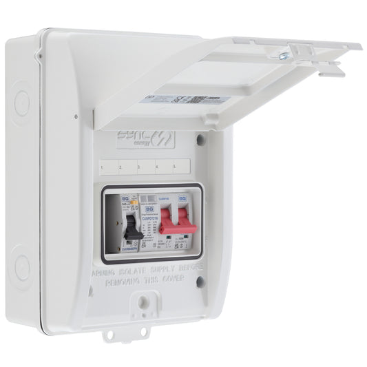 Sync Energy CFEV5RDAW-01 5 Module EV Consumer Unit with 40A Type A RCBO, 40A MCB and Type 2 SPD White IP65