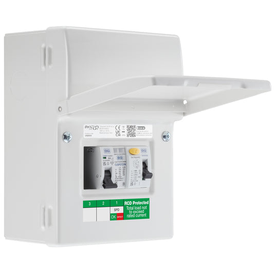 Sync Energy CFUEV5A-01 5 Module EV Consumer Unit with 40A Type A RCD, 40A MCB and Type 2 SPD White IP20