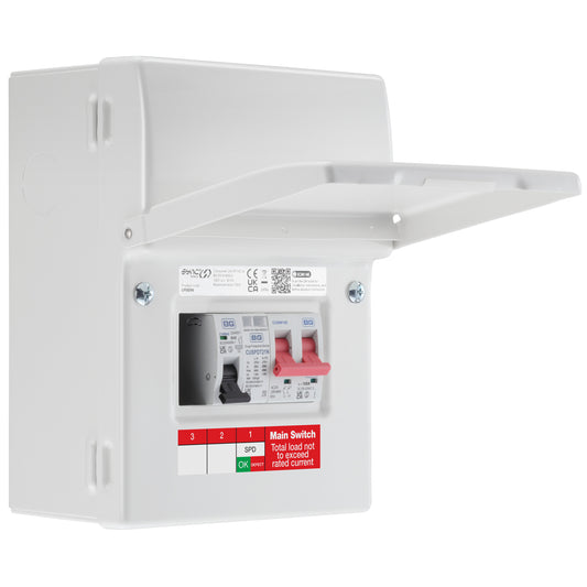 Sync Energy CFUEV6-01 5 Module EV Consumer Unit with 100A Mains Switch, 40A MCB and Type 2 SPD White IP20