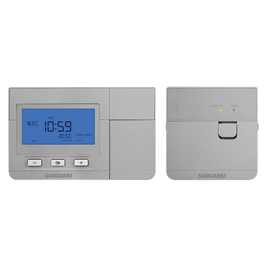 Sangamo CHPRSTATDRFS Wireless Electronic Room Thermostat with Digital Display Silver