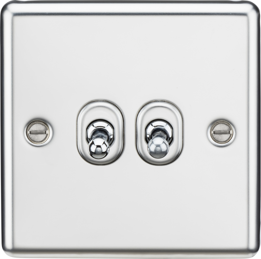 Knightsbridge CLTOG2PC 2 Gang 2 Way Toggle Switch Polished Chrome