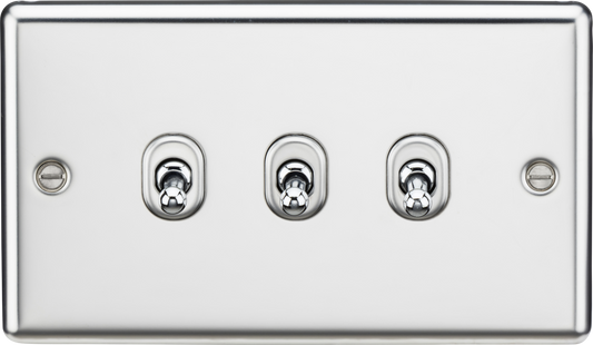 Knightsbridge CLTOG3PC 3 Gang 2 Way Toggle Switch Polished Chrome