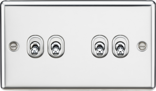 Knightsbridge CLTOG4PC 4 Gang 2 Way Toggle Switch Polished Chrome