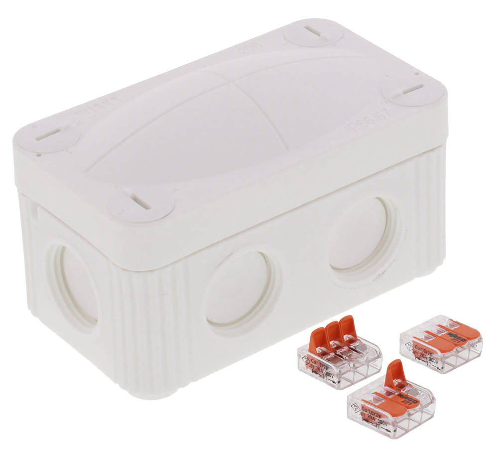 Wiska 10109902 COMBI® 206 85 x 49 x 51mm Junction Box with 3x WAGO 221-413 White IP66/IP67