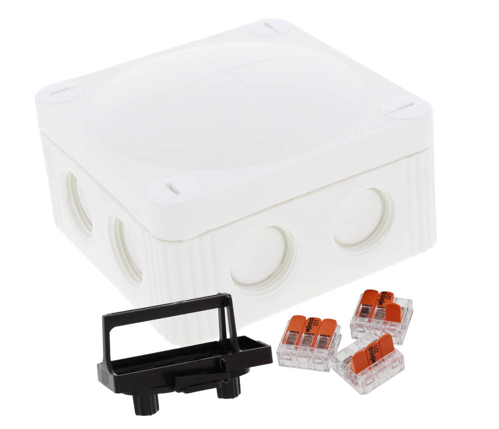 Wiska 10110405 COMBI® 308 85 x 85 x 51mm Junction Box with 3x WAGO 221-413 White IP66/IP67