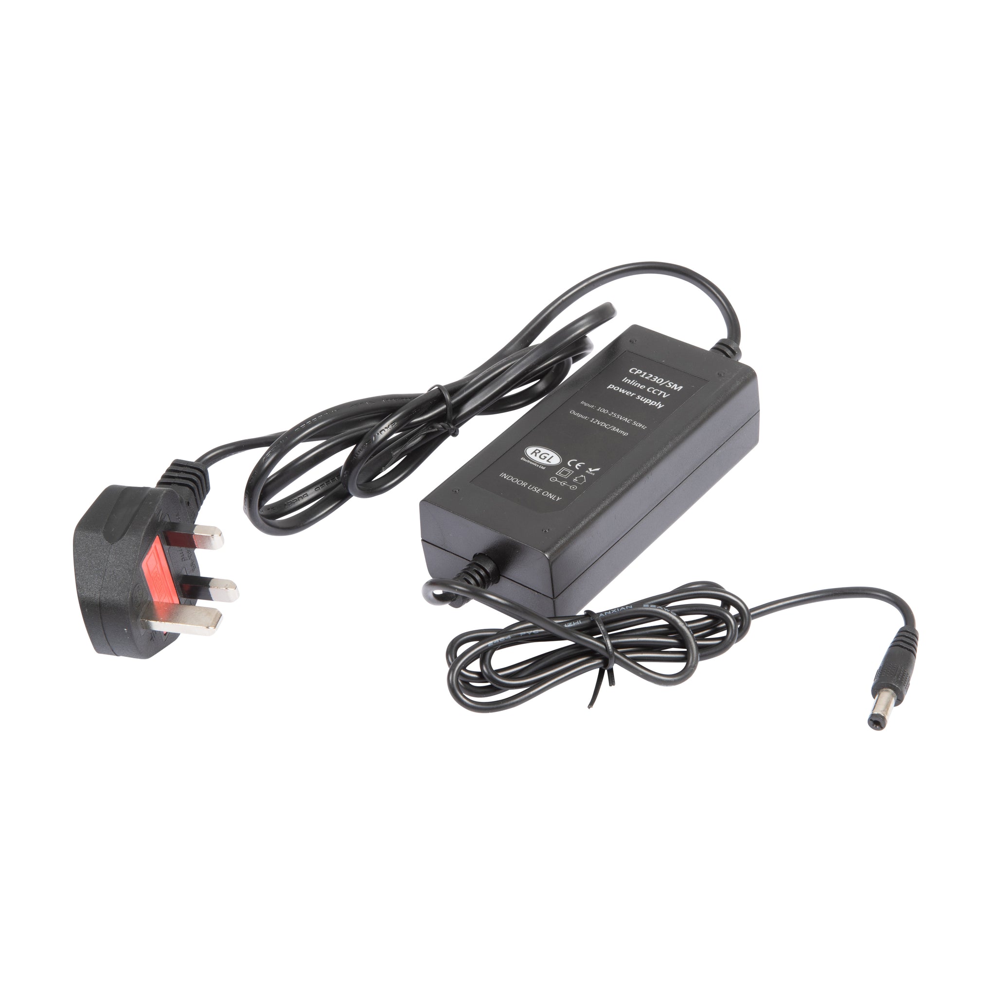 RGL CP1230/SM 12V DC 3A CCTV Power Supply Black