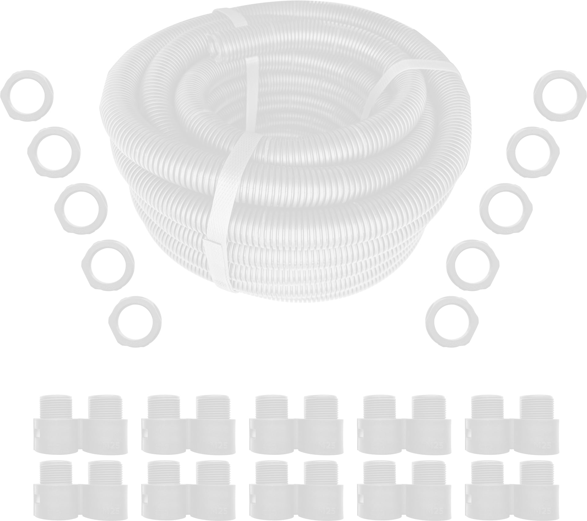 Deligo CP25W 25mm White PVC Flexible Conduit Contractor Pack with Glands and Saddles