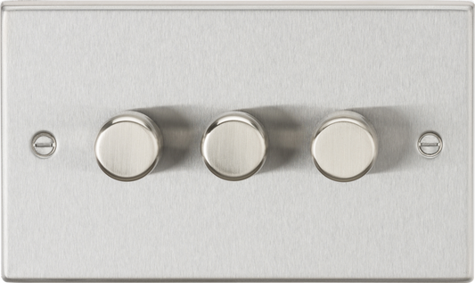 Knightsbridge CS2193BC 3 Gang 2 Way 150W LED Dimmer Brushed Chrome