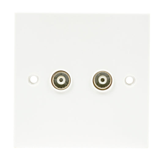 Niglon CS2 2 Gang TV / FM Outlet White Moulded