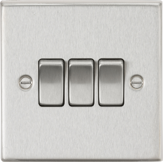 Knightsbridge CS4BC 3 Gang 2 Way Switch Brushed Chrome