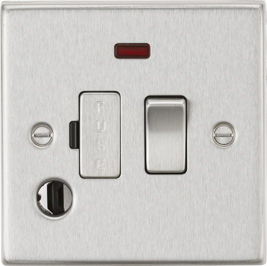 Knightsbridge CS63FBC 13A DP Switched Spur with Neon and Flex Outlet Brushed Chrome