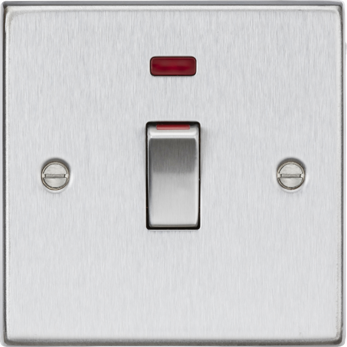 Knightsbridge CS81MNBC 1 Gang 45A DP Switch with Neon Brushed Chrome