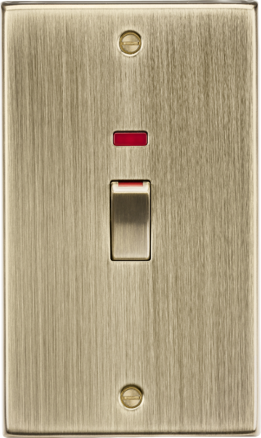 Knightsbridge CS82MNAB 2 Gang 45A DP Switch with Neon Antique Brass