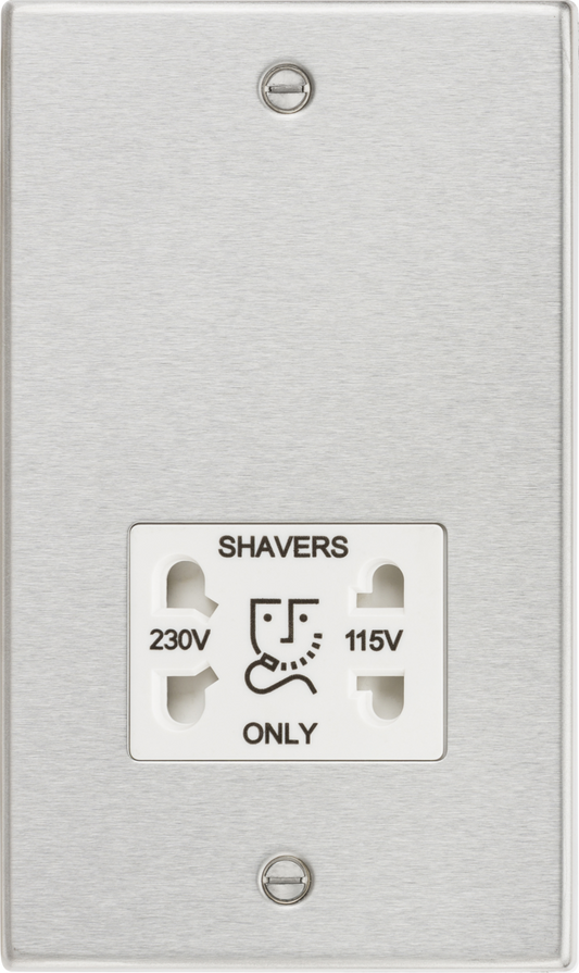 Knightsbridge CS89BCW Dual Voltage 115/230V 20VA Shaver Socket Brushed Chrome White Insert
