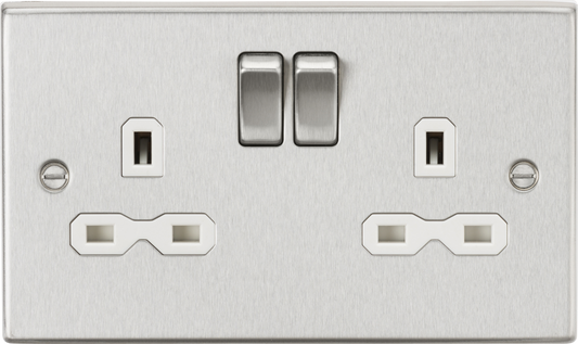 Knightsbridge CS9BCW 2 Gang 13A DP Switched Socket Brushed Chrome White Insert