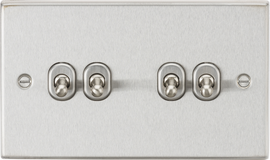 Knightsbridge CSTOG4BC 4 Gang 2 Way Toggle Switch Brushed Chrome