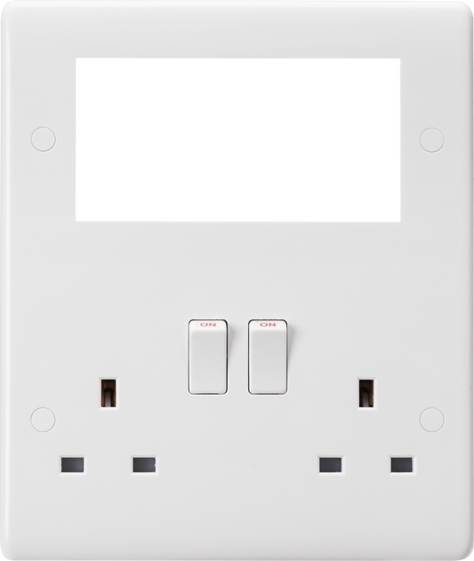 Knightsbridge CU194MM Small Multimedia Plate: 1 x 2 Gang Socket and 4 Euro Outlets White Moulded