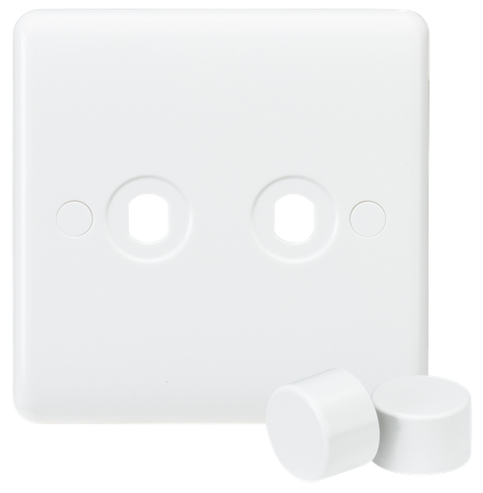 Knightsbridge CU2DIM 2 Gang Dimmer Faceplate & Knobs White Moulded