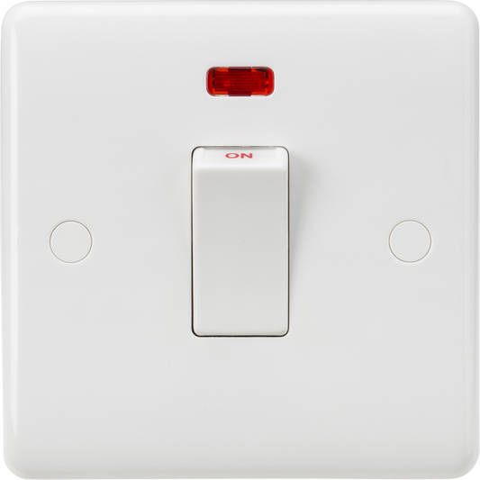 Knightsbridge CU8331NW 1 Gang 45A DP Cooker Switch with Neon and White Rocker White Moulded