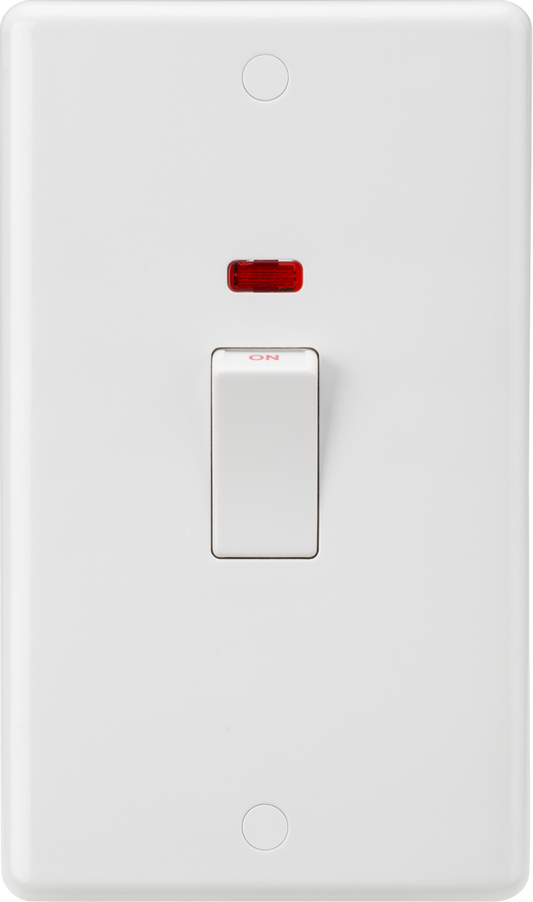 Knightsbridge CU8332NW 2 Gang 45A DP Cooker Switch with Neon and White Rocker White Moulded