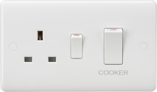 Knightsbridge CU8333W 2 Gang 45A DP Cooker Control Unit with White Rockers White Moulded