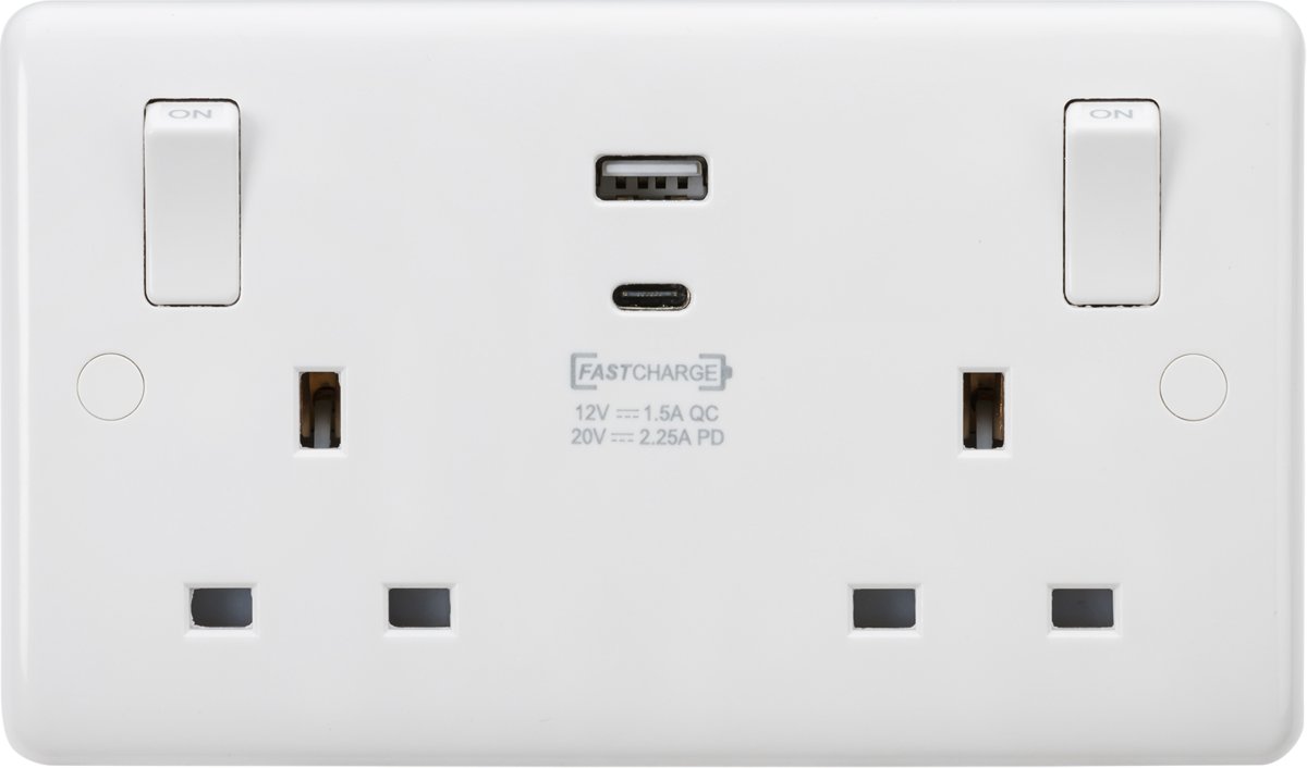 Knightsbridge CU9003 2 Gang SP Type A + Type C Fast Charge USB Socket ...
