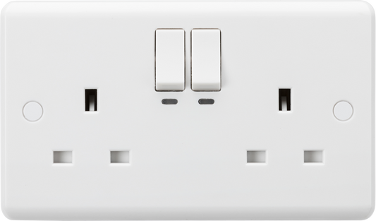 Knightsbridge CU9KW 2 Gang 13A Smart Switched Socket White Moulded