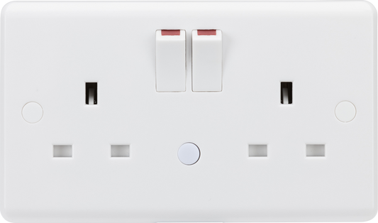 Knightsbridge CU9NL 2 Gang 13A DP Switched Socket with Nightlight White Moulded