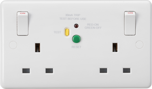 Knightsbridge CU9RCD 2 Gang DP 30mA (Type A) RCD Socket White Moulded