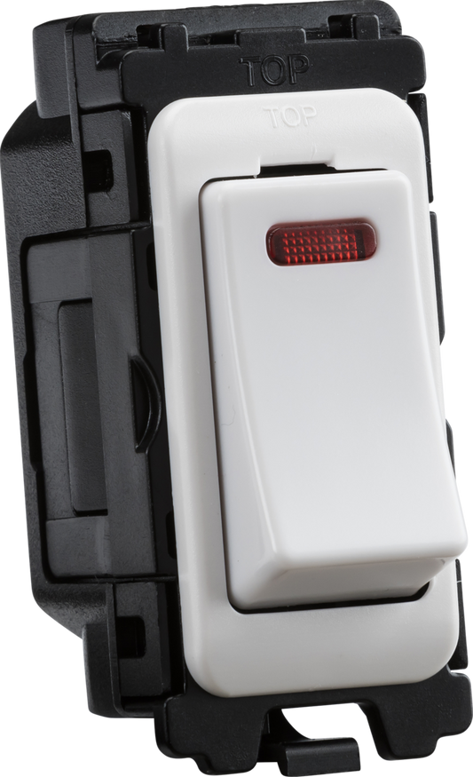 Knightsbridge CUGM6N 20A DP + Neon Grid Switch Module White Moulded