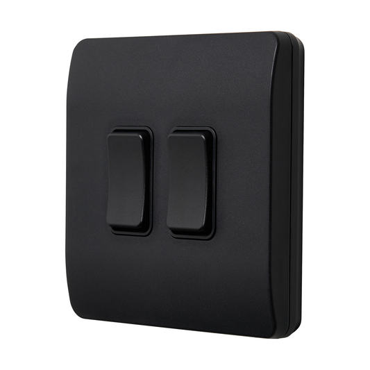 Forum CUL-42502 Kinetic 2 Gang Slimline Faceplate Black (No Modules)