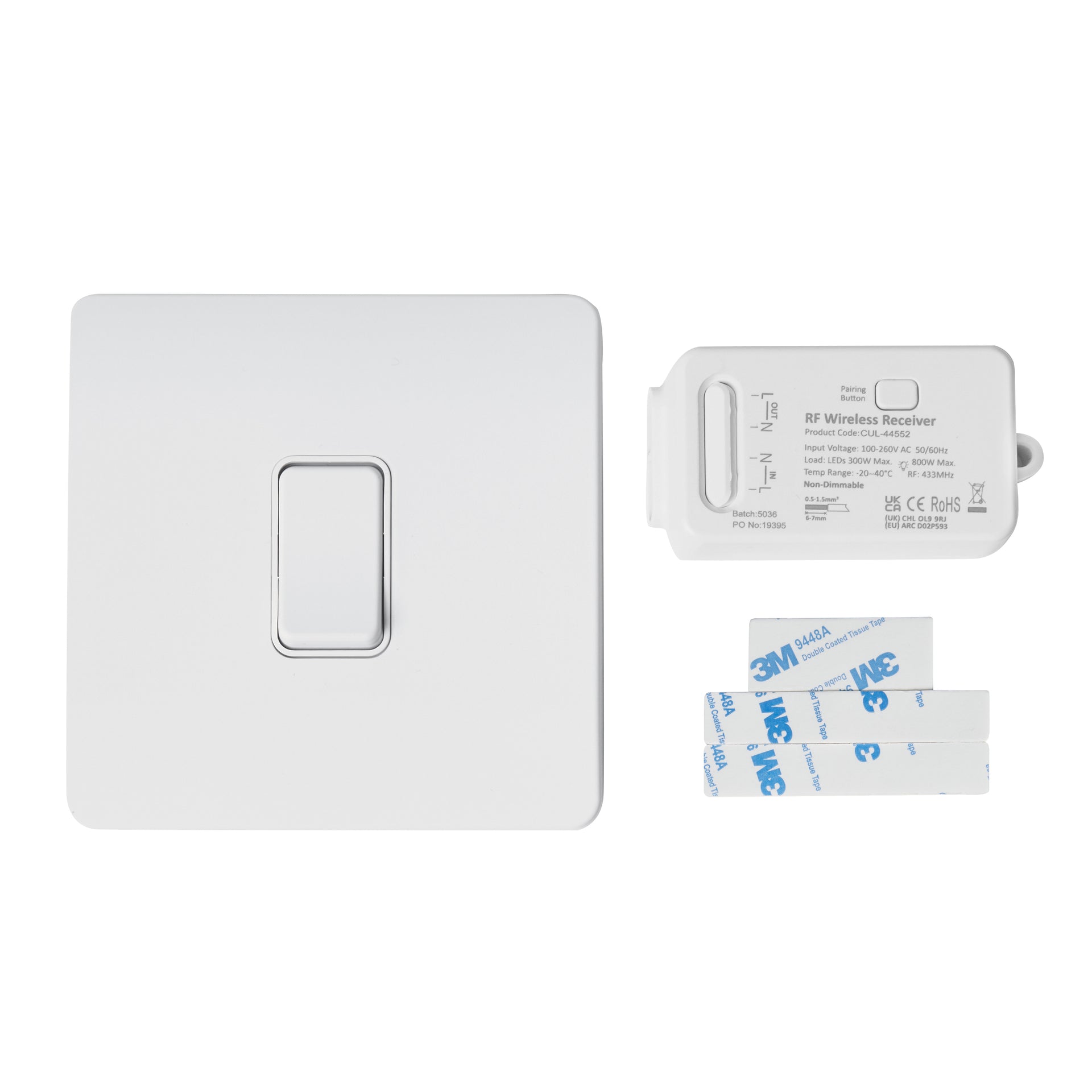 Forum CUL-44552 Kinetic Switch Kit inc 1x 1 Gang Switch and 1x Receiver White
