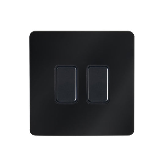 Forum CUL-44840 Kinetic 2 Gang Faceplate Black Chrome (No Modules)